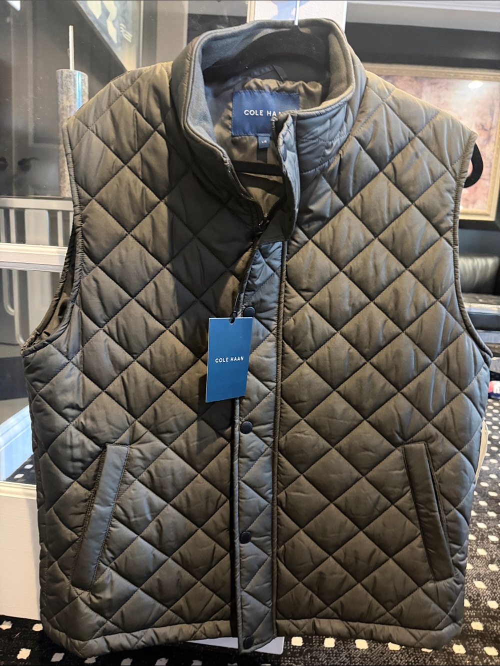 Cole Haan Quilted Vest in Olive